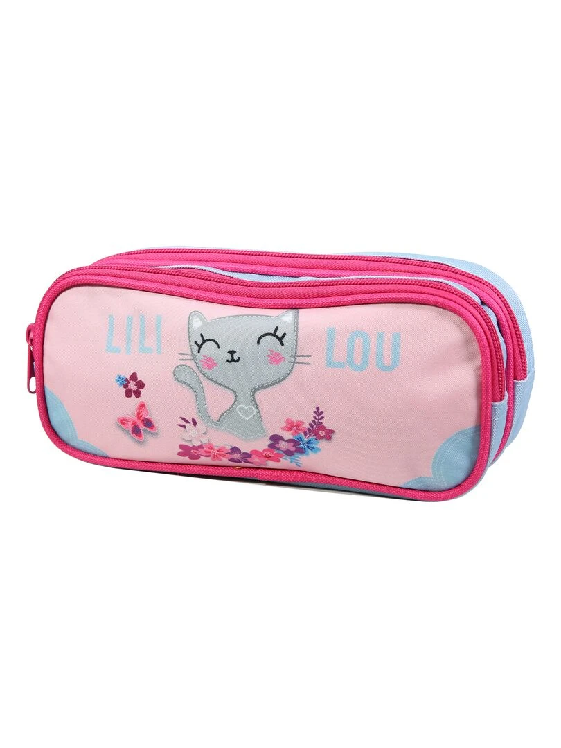 BAGTROTTER Trousse scolaire 2 compartiments Lili Lou Rose Rose