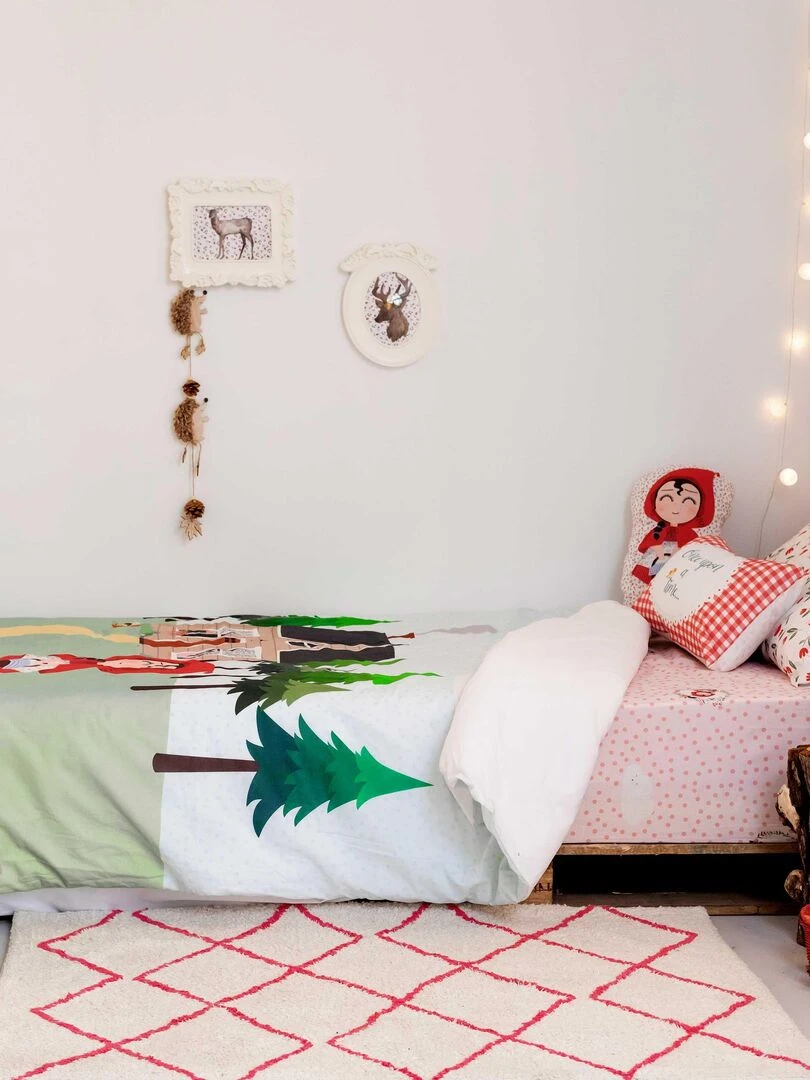 Parure housse de couette 2 pièces Red riding hood "Happyfriday" Bleu Rouge