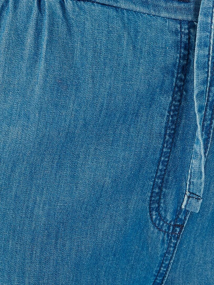 Pantacourt toile chambray pur coton   Damart   Bleu foncé