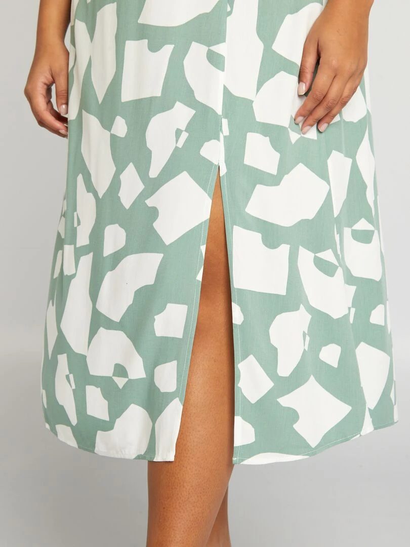 Jupe midi à motif   Vert/blanc
