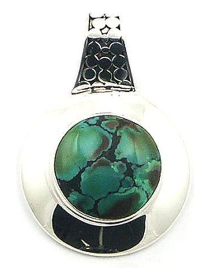 Pendentif rond argent turquoise Bijoucolor Argent