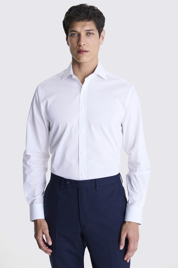 Slim Fit White Pinpoint Oxford Contrast Non Iron Shirt    Buy Online at Moss