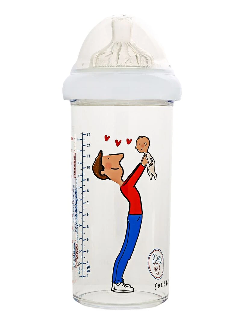 Biberon anti colique Papa bébé by Soledad (360 ml) Rouge