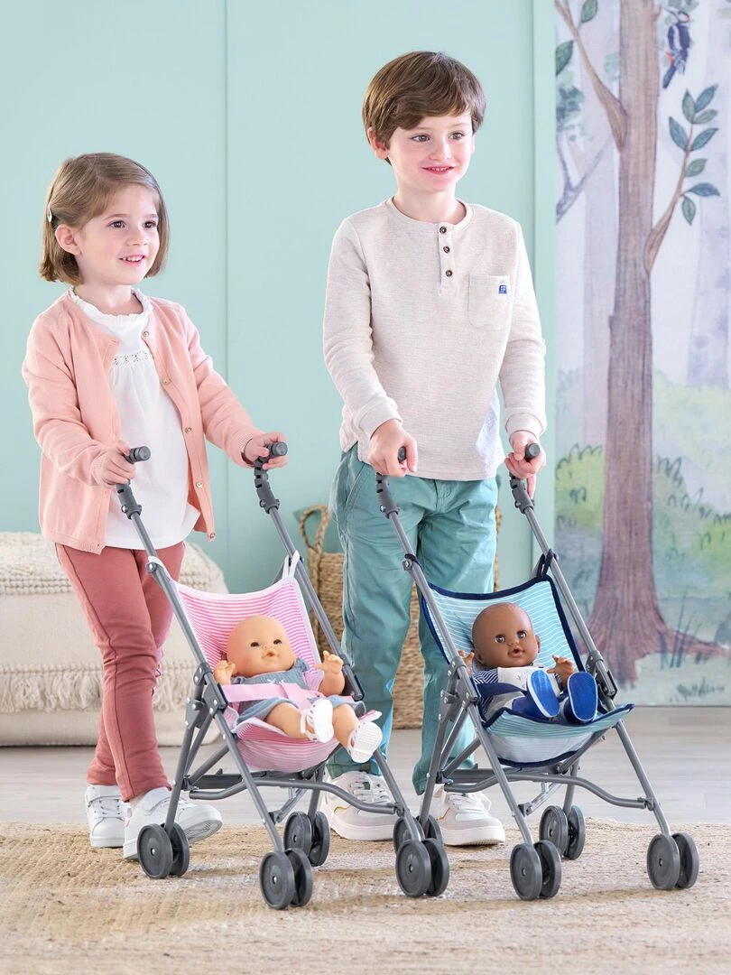 Poussette Canne Rose pour poupon 36/42/52 cm   Rose