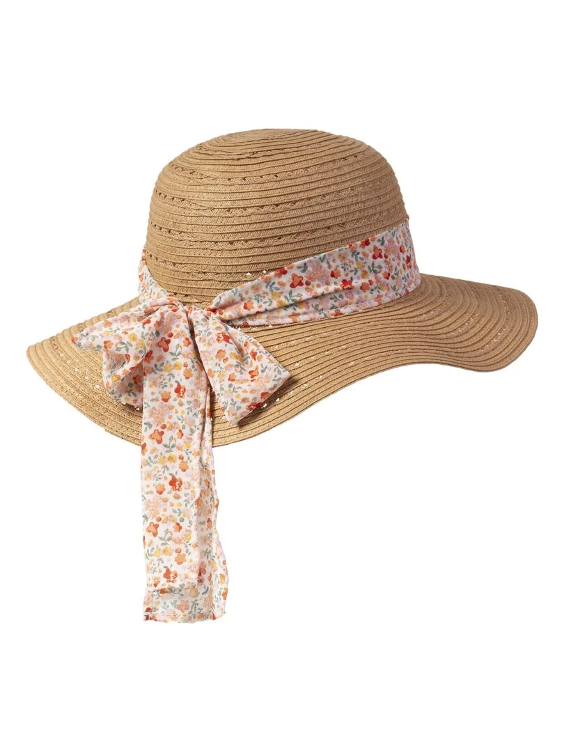 Chapeau Femme capeline Foulard fleurs Multicolore
