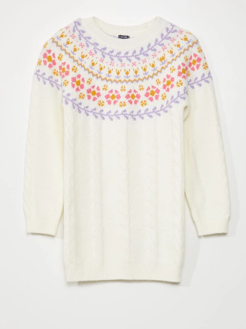 Robe en maille imprimé 'jacquard' Blanc