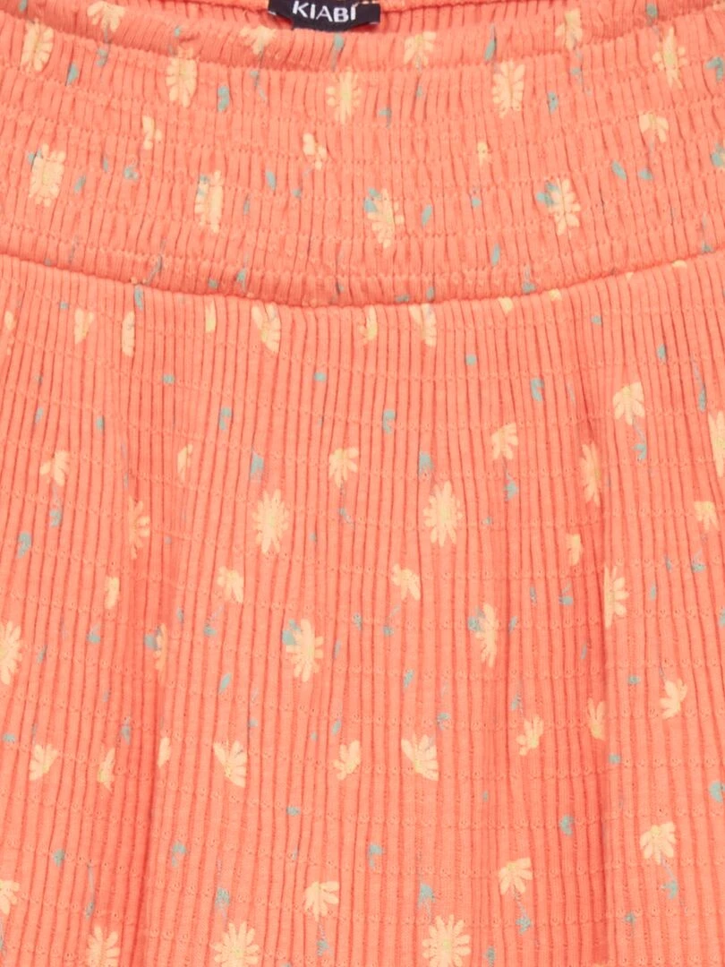 Jupe imprimée en maille pointelle Orange