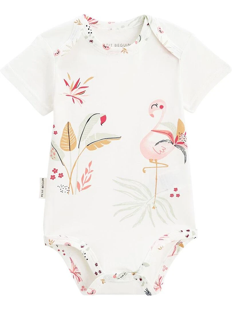 Lot de 2 bodies bébé manches courtes Petit Paradis   Ecru