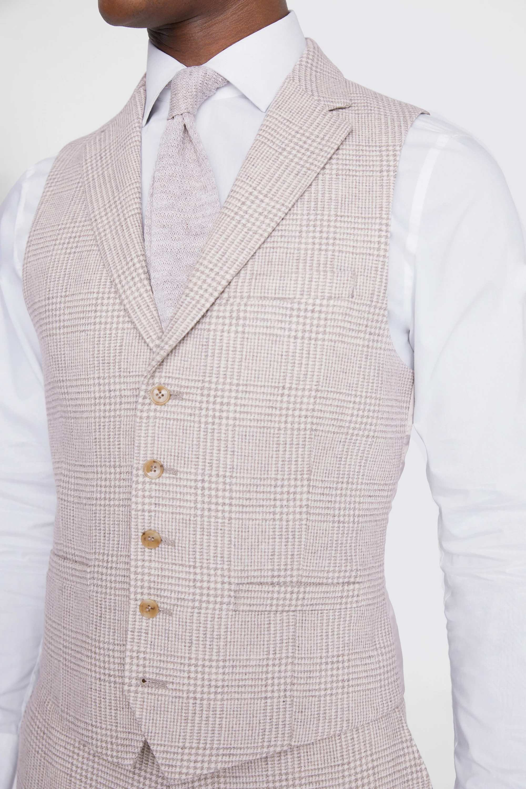 Off White Check Waistcoat   Buy Online at Moss