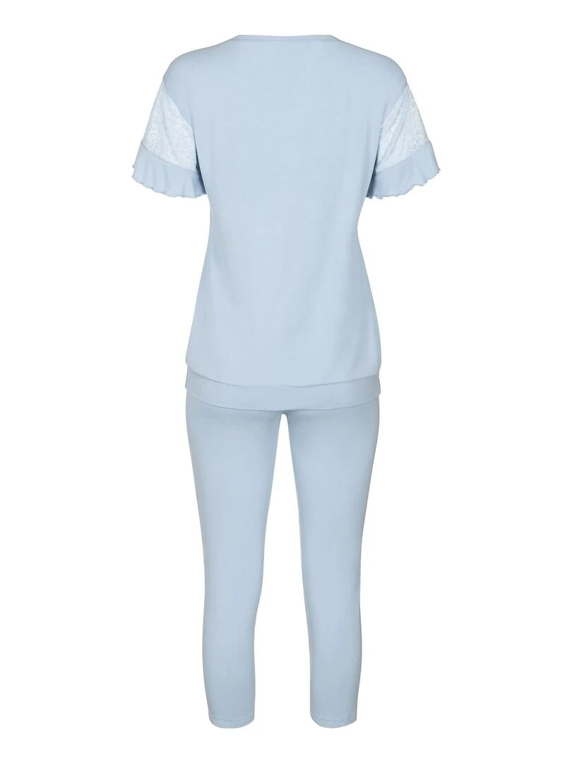 Pyjama leggings top manches courtes Smooth   Bleu ciel