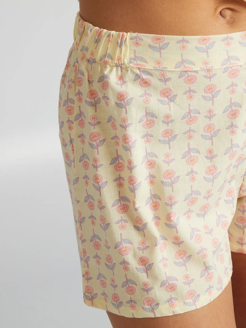 Ensemble pyjama chemise + short   Jaune
