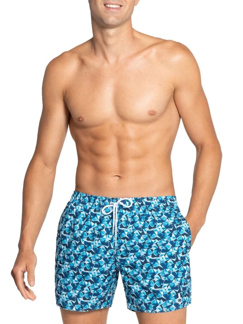 Short de bain imprimé pétales Tarara Bleu