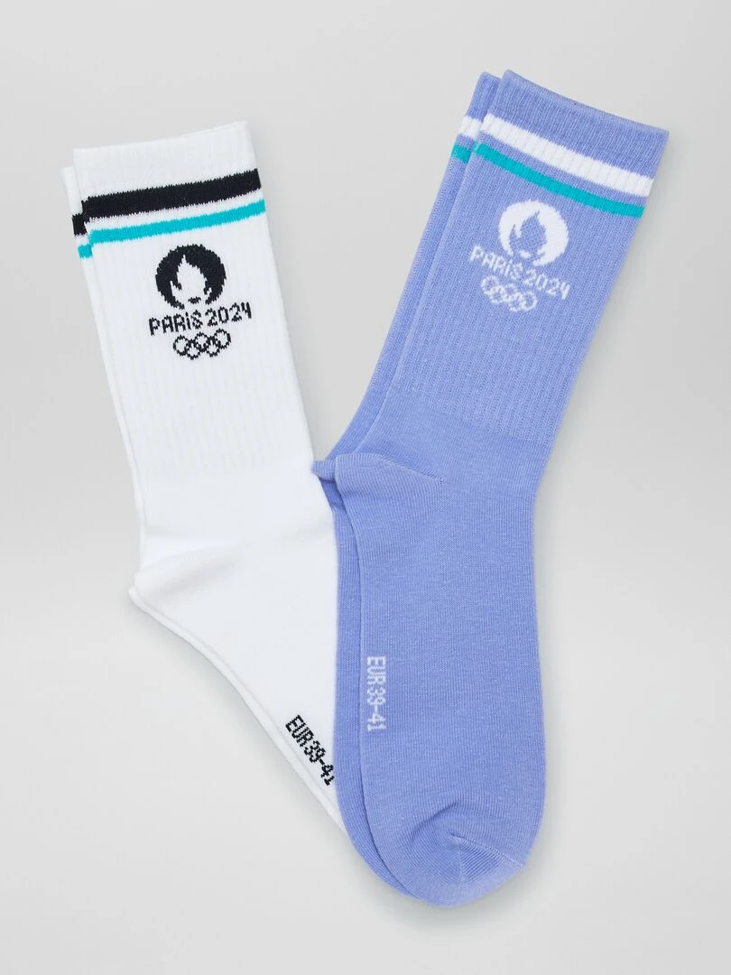 Lot de 2 chaussettes sport Paris 2024 Bleu/blanc