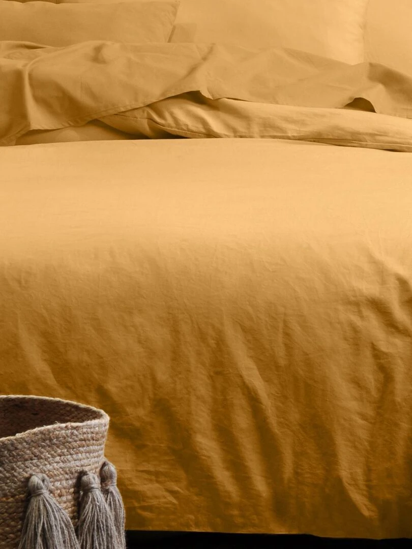 Taie d'oreiller unie en coton bio   Jaune