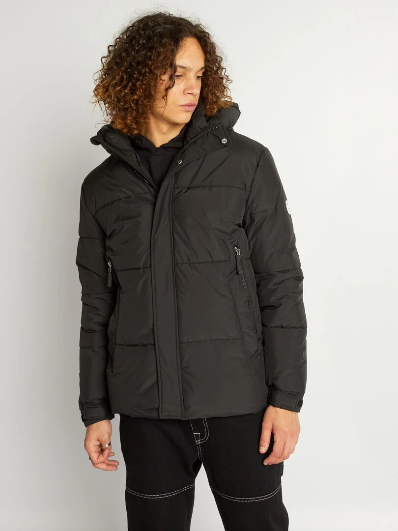 Doudoune à capuche en ripstop   noir