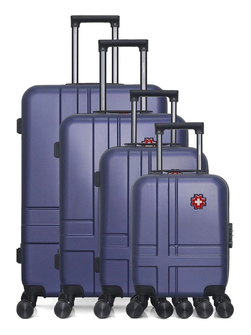 Set de 4 Valises Rigides Grand Format Taille Moyenne Valise Cabine et Vanity USTER M Bleu marine