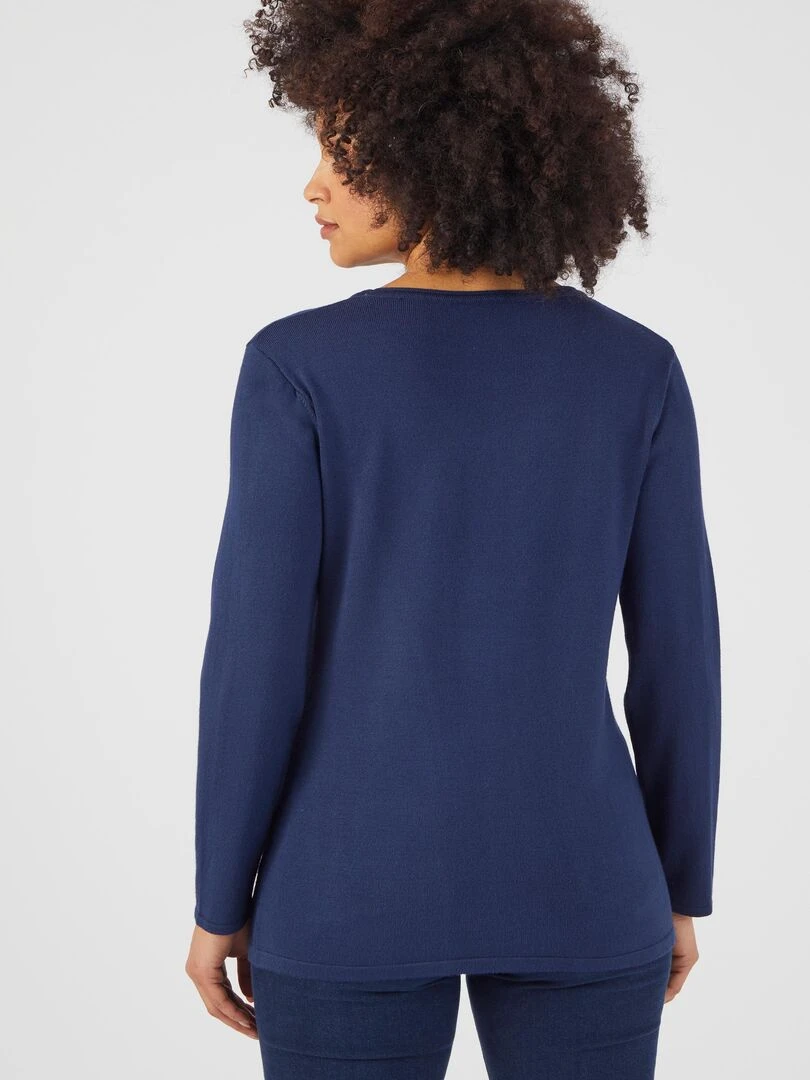 Pull fantaisie fibres viscose Lenzing(TM) EcoVero(TM)   Damart   Bleu marine