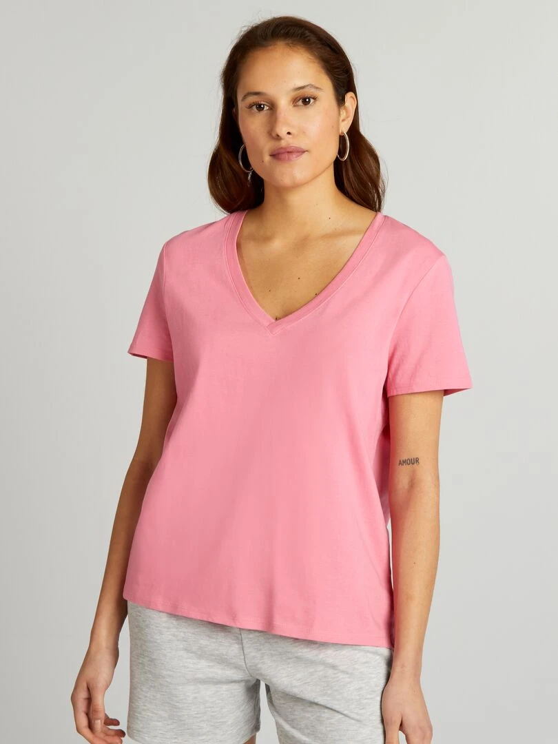 T shirt basique rose