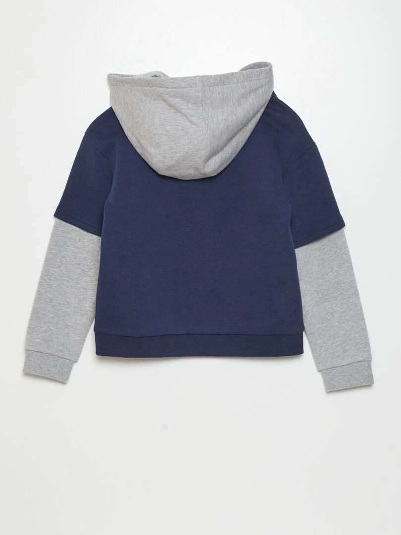 Sweat double manches à capuche   Bleu/gris