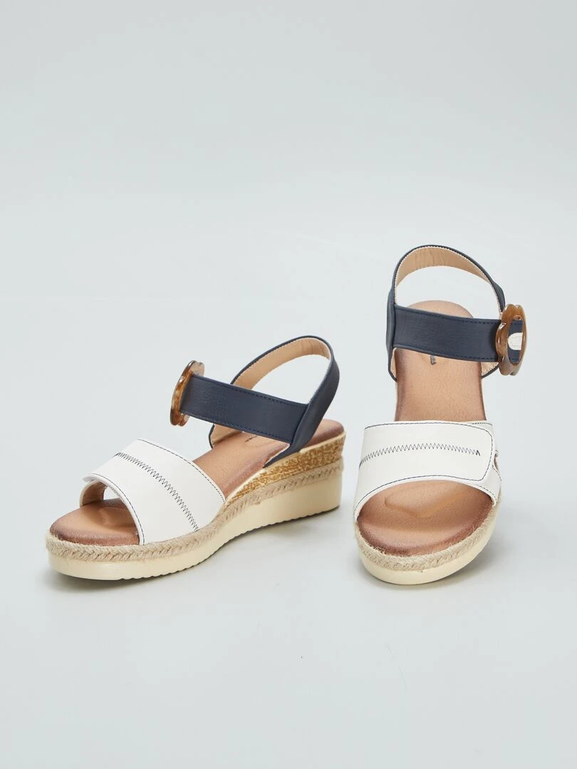 Sandales compensées avec brides à scratch   Blanc
