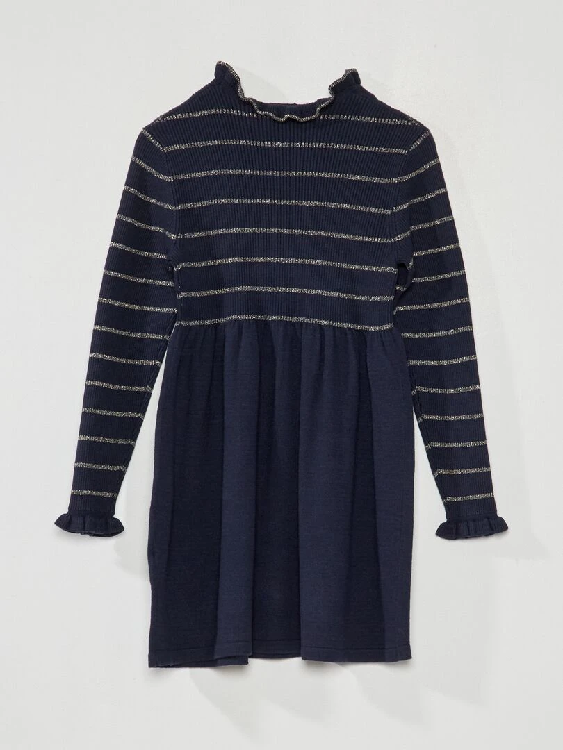 Robe pull à rayures Bleu