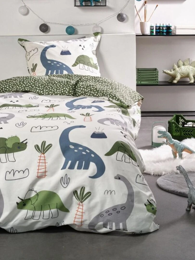 Housse de couette 140x200 Happy 4.11 + 1 taie 100% coton 57 fils Blanc