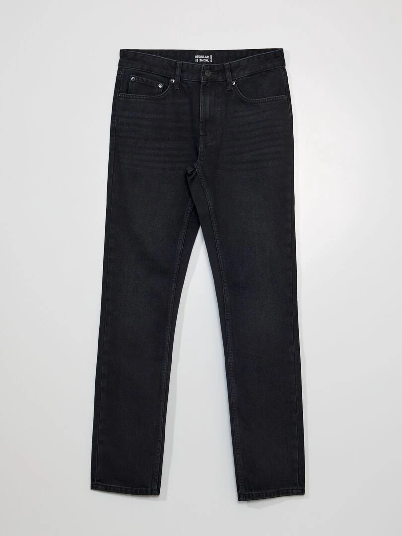 Jean droit L34 Noir délavé