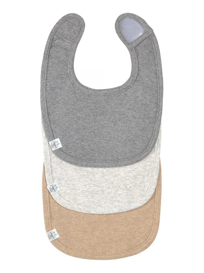 Lot de 3 bavoirs naissance GOTS gris foncé/gris clair/nature mélange Multicolore