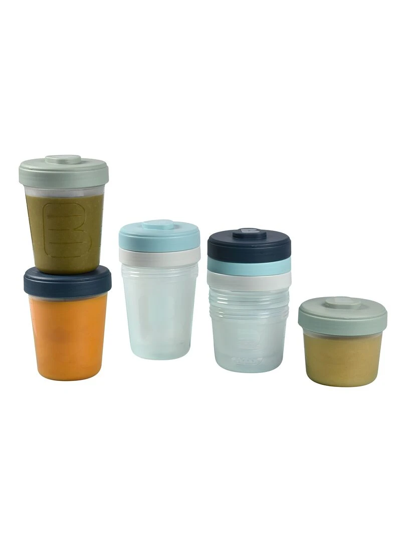Lot de 8 pots de conservation bleu et vert (150 ml et 250 ml) Bleu