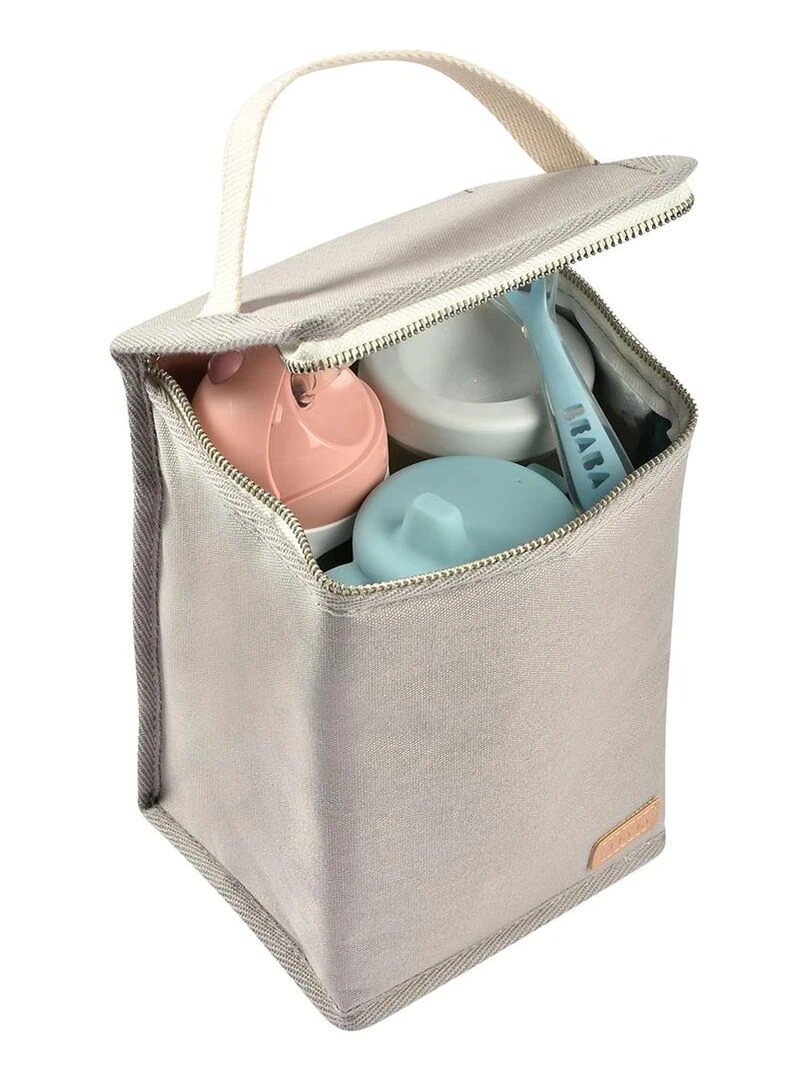 Pochette repas  isotherme canvas gris perle   Gris