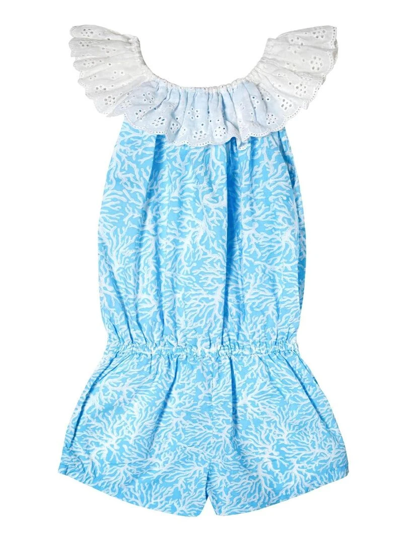Combi Short Été Fille  Col Élastique  Bleu Turquoise  LOLITA   La Faute à Voltaire   Bleu turquoise