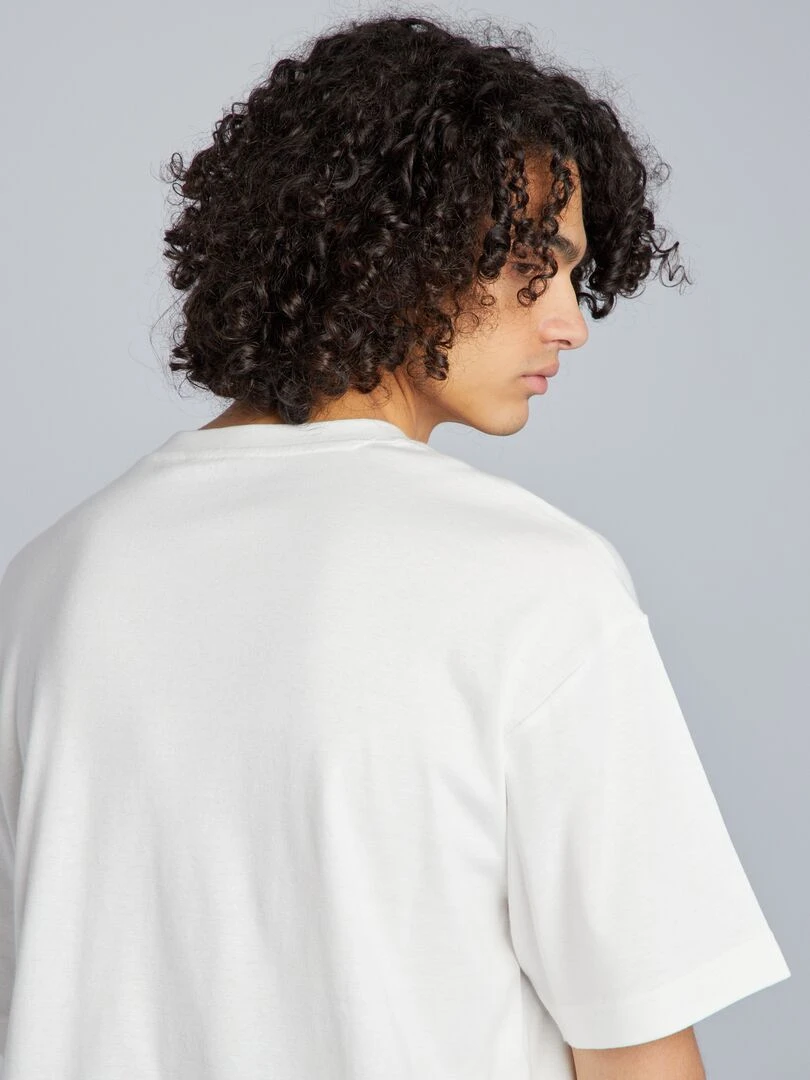 T shirt col rond en coton   blanc