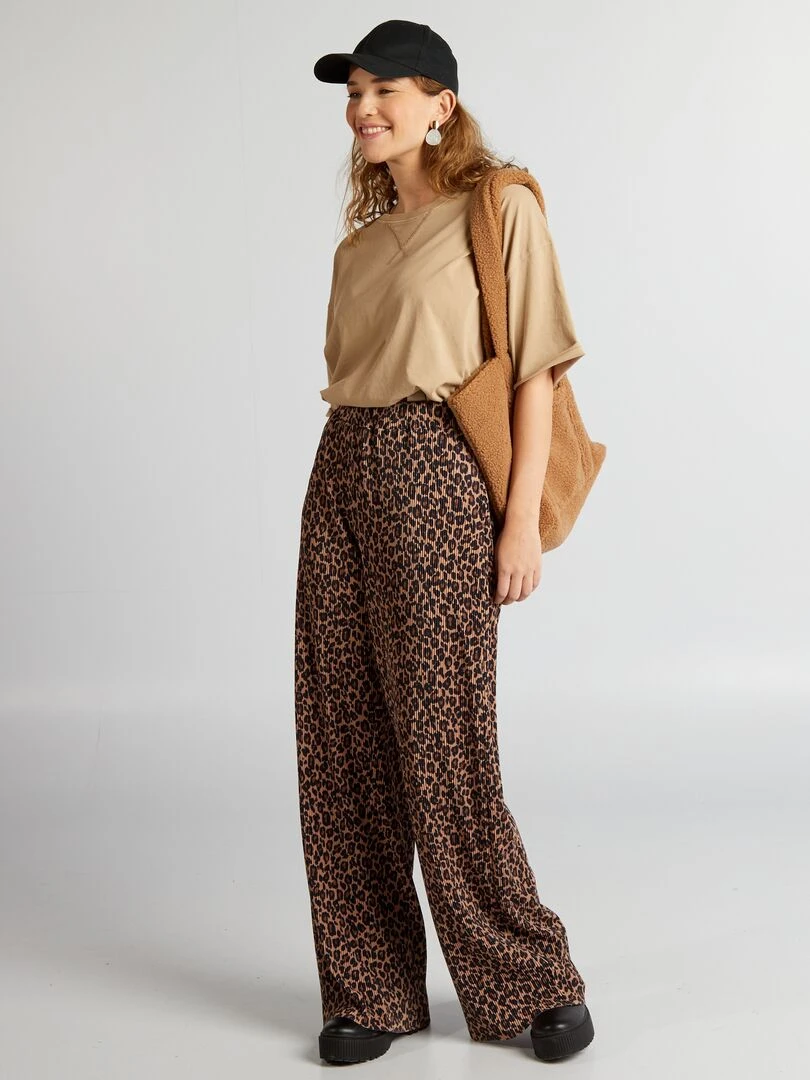T shirt en coton avec emmanchures descendues Marron