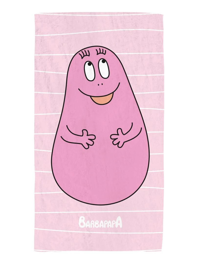 Drap de plage imprimé 100% coton BARBAPAPA PINK Rose