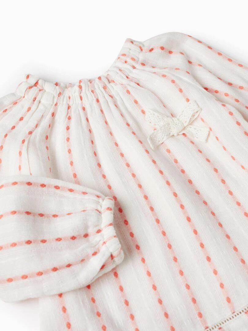 Blouse en coton pour bébé fille manches longues SICILIAN DAYS   Blanc