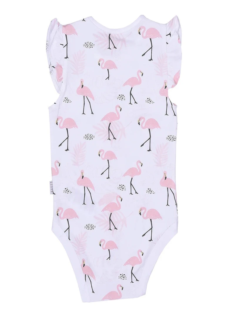Body bébé sans manches Flamants roses Blanc