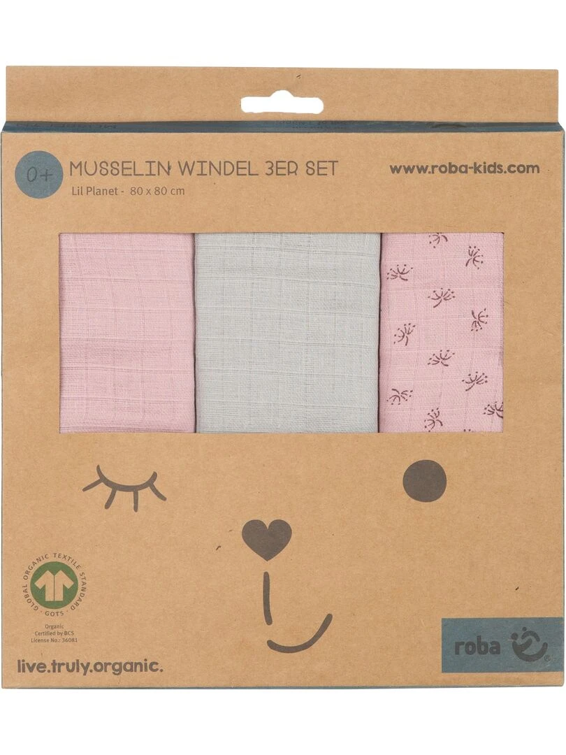 ROBA Set de couches bio de 3 pièces "Lil Planet" – rose   Rose
