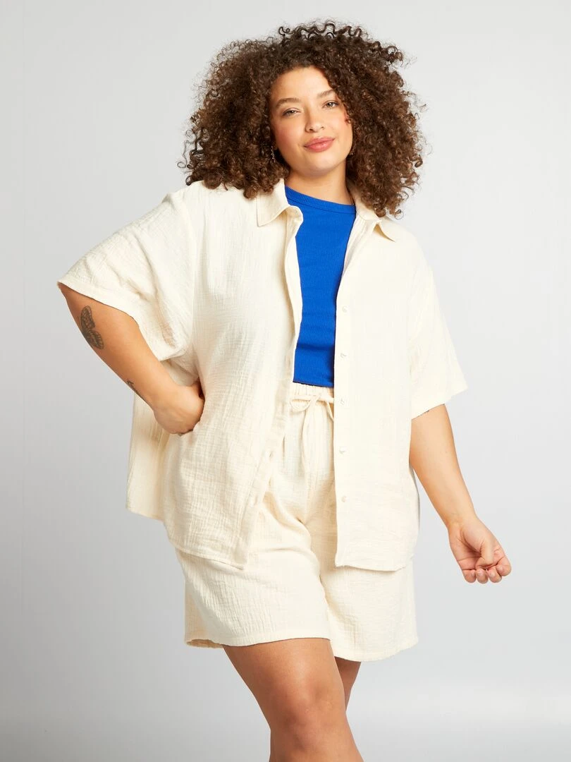 Chemisier en gaze de coton   Beige