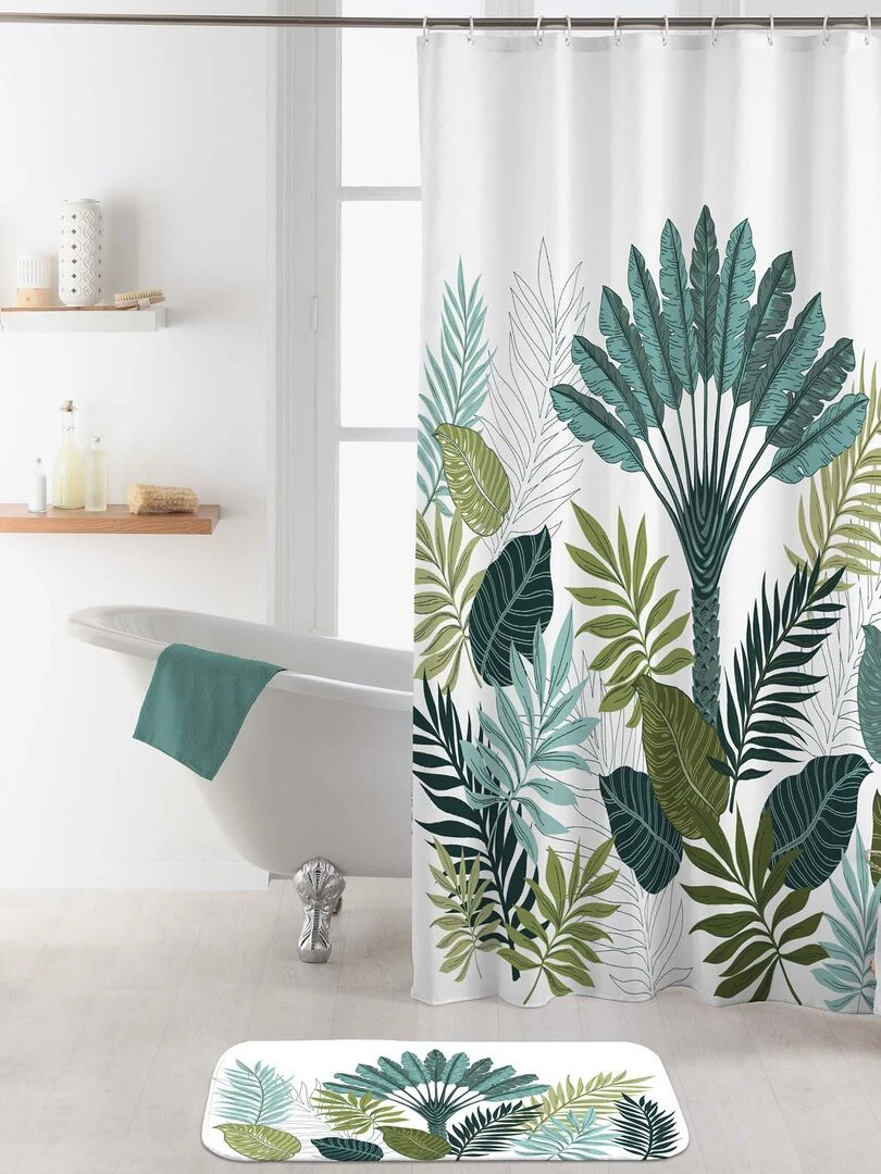Rideau de douche Panazio feuille Bleu
