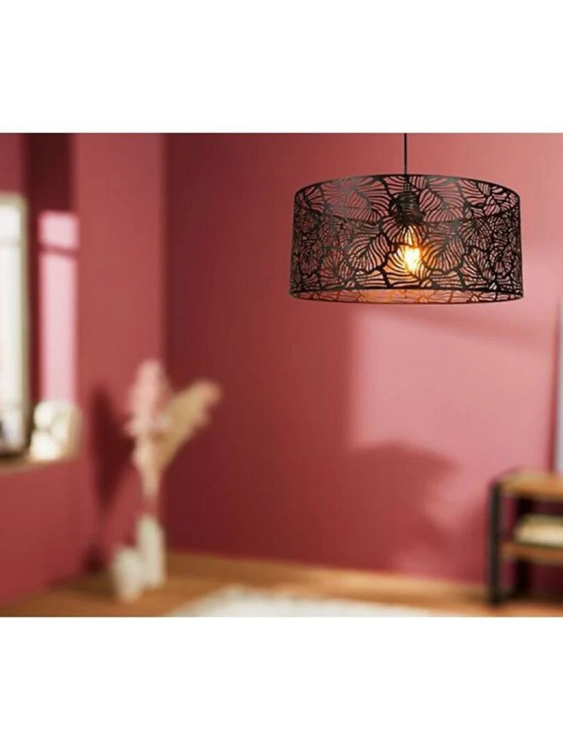 Suspension métal ajouré Calathéa noir   Noir