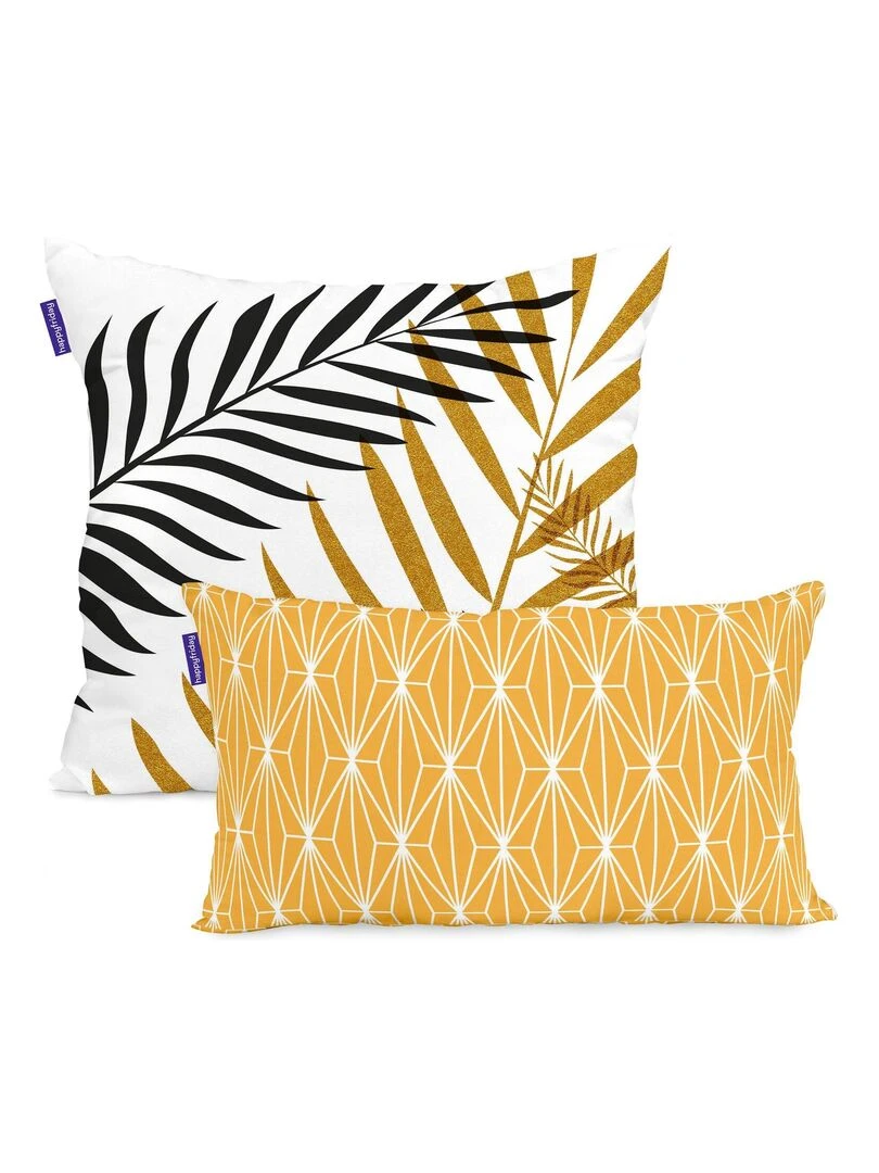 Housse de coussin Foliage "Happyfriday" Blanc