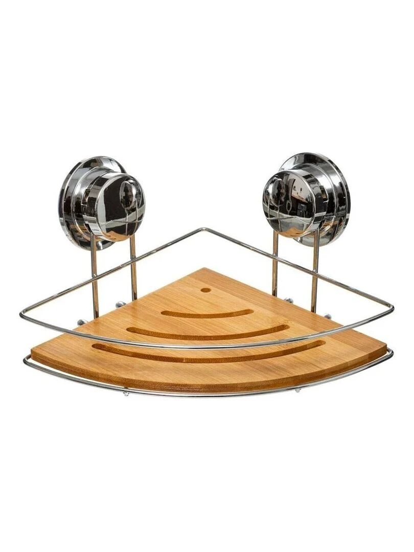 Étagère d'angle de douche bambou avec ventouse Beige