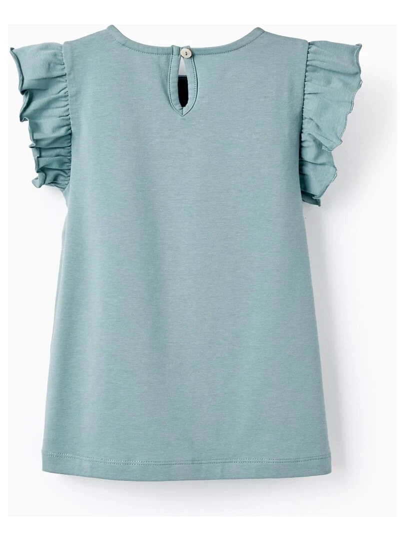 T shirt avec Volants pour Fille manches courtes Bleu clair