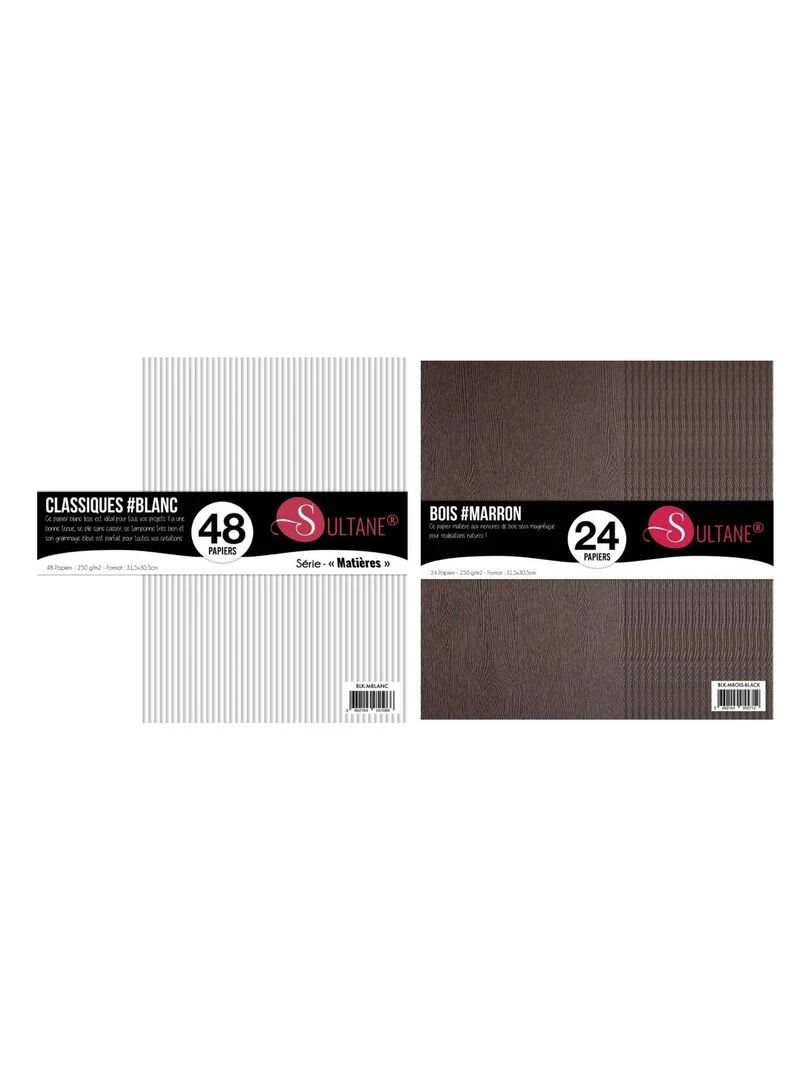 72 papiers Scrapbooking Blanc + texturé Bois Marron N/A