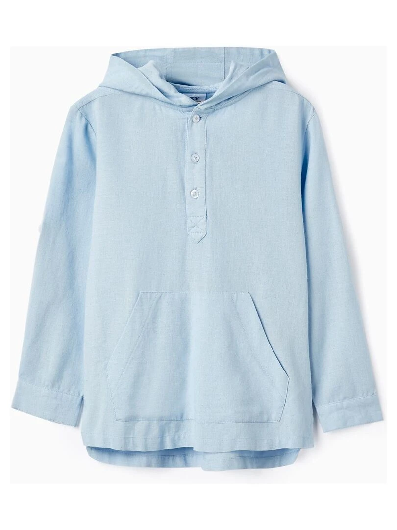 Chemise En Mélange De Lin Avec Capuche Pour Garçon manches longues MATISSE Bleu clair