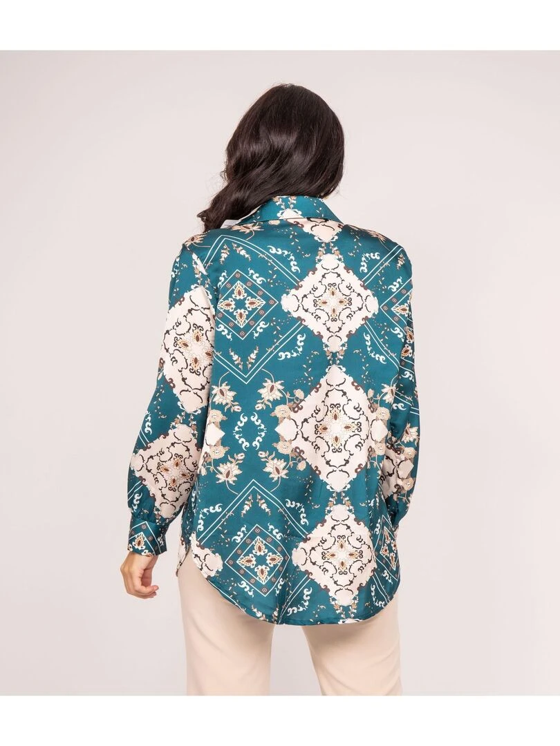 Chemise motifs OMIST Bleu canard