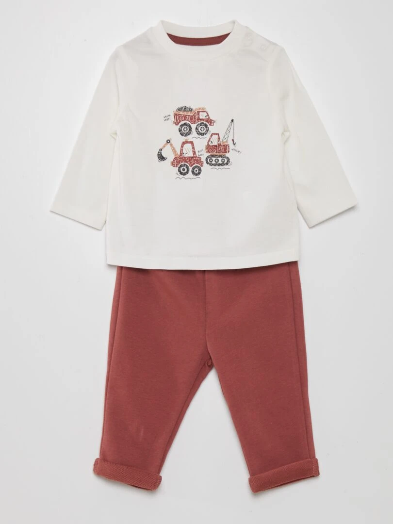 Ensemble t shirt + legging 2 pièces Blanc/rouge