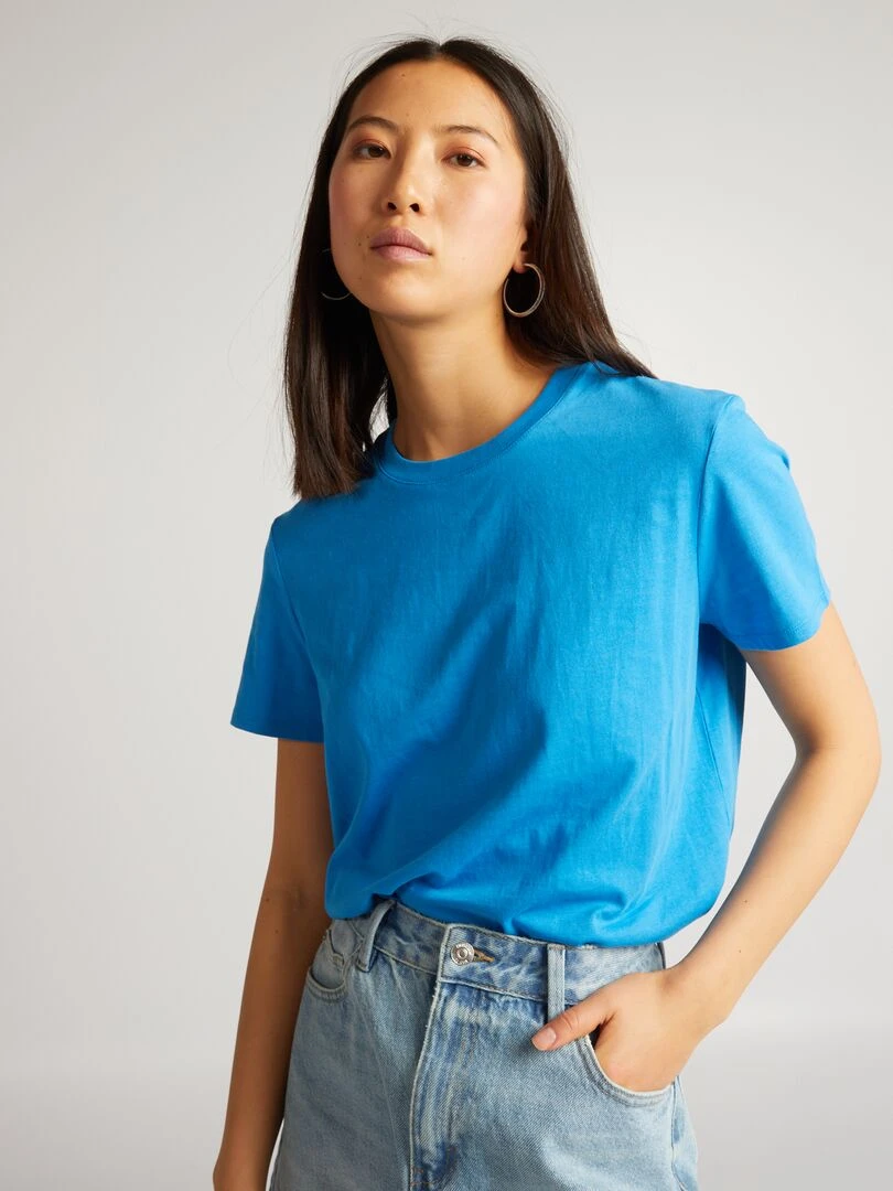T shirt uni en jersey Bleu foncé