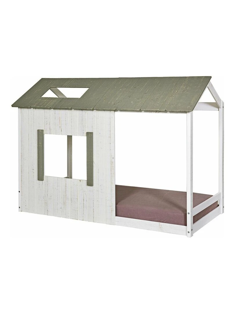 Lit cabane avec matelas Koh AKITEN RETAIL Blanc Gris