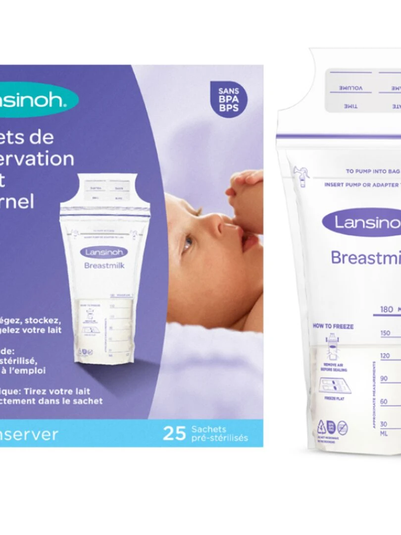 Sachets de conservation du lait maternel (25 sachets)   Violet